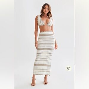 Meshki Jadia Contrast Crochet Bralette and Skirt Set